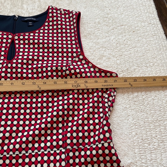 Lands End Dress Womens 18T Tall Red Ponte Polka Dot Sheath Sleeveless Stretch - Picture 11 of 15